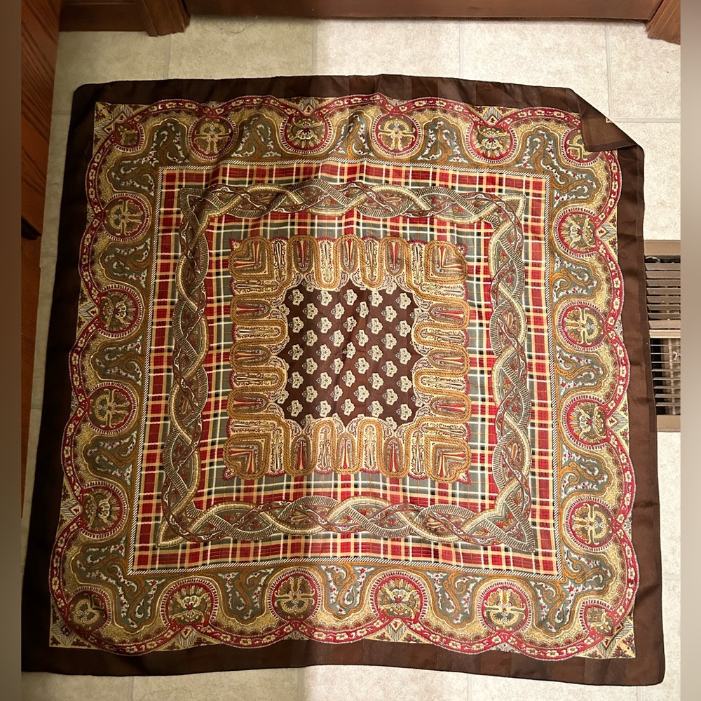 Pretty oversized Brown patterned silky feel scarf. Unbranded